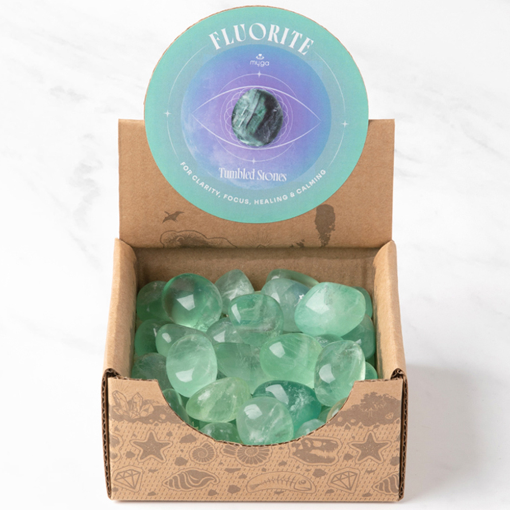Myga 50 Piece Fluorite Tumbled Stone Display Image 3