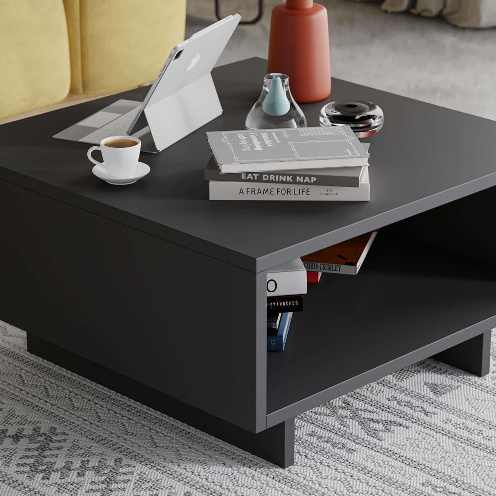 Decortie Hola Single Shelf Anthracite Modern Coffee Table Image 3