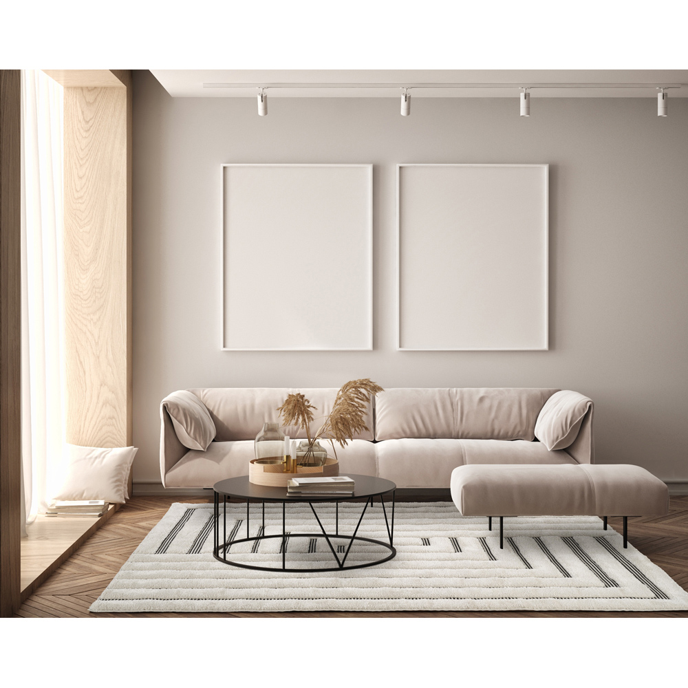 Freya Living Room Area Rug Contemporary 3D Embossed Modern Merge Line Design - Cream 160cm x 230cm Image 6