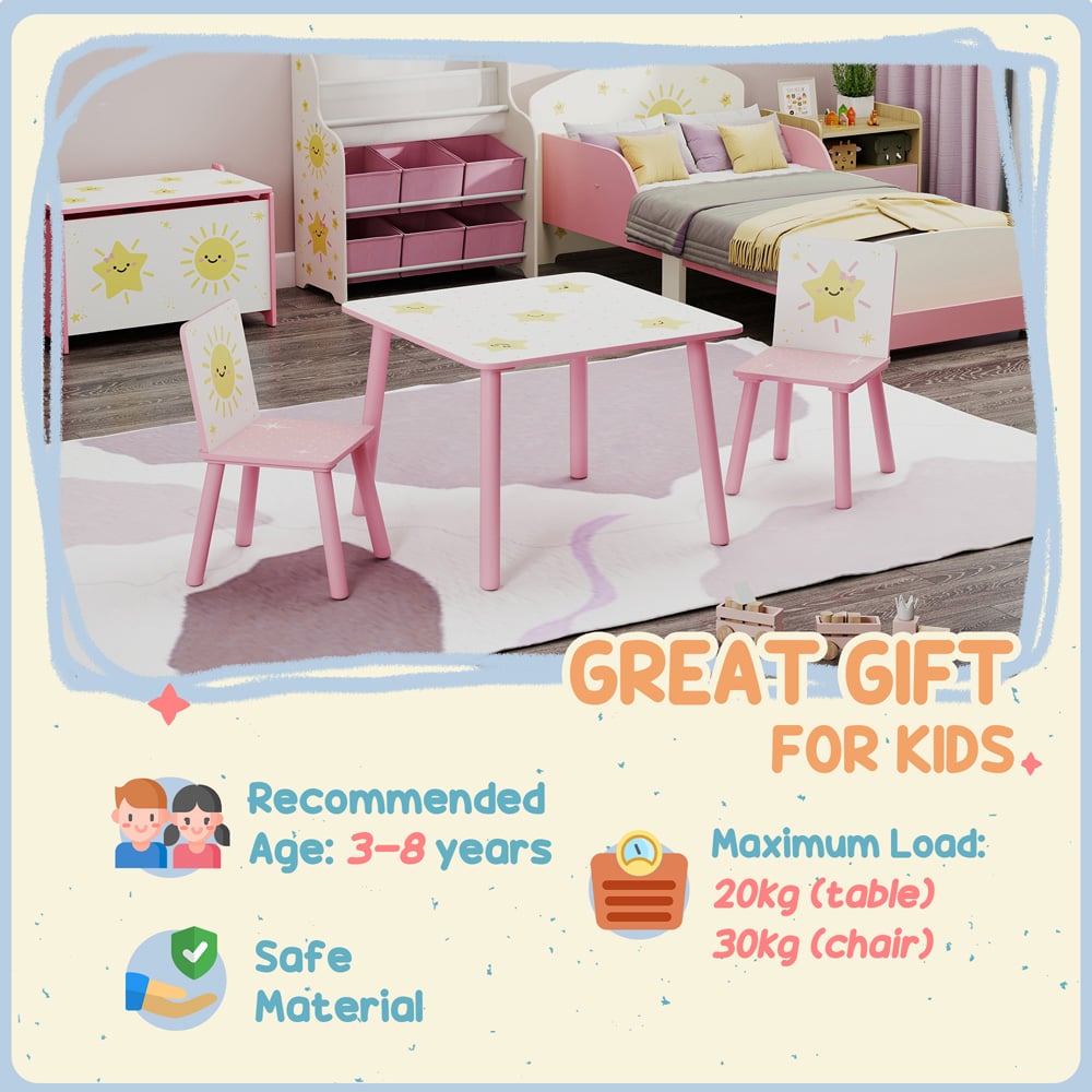 AIYAPLAY 3 Piece Pink Kids Table Set Image 7