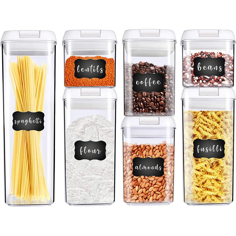 Dyzi White 7 Piece Food Storage Container Set with Airtight Vacuum Seal Image 1