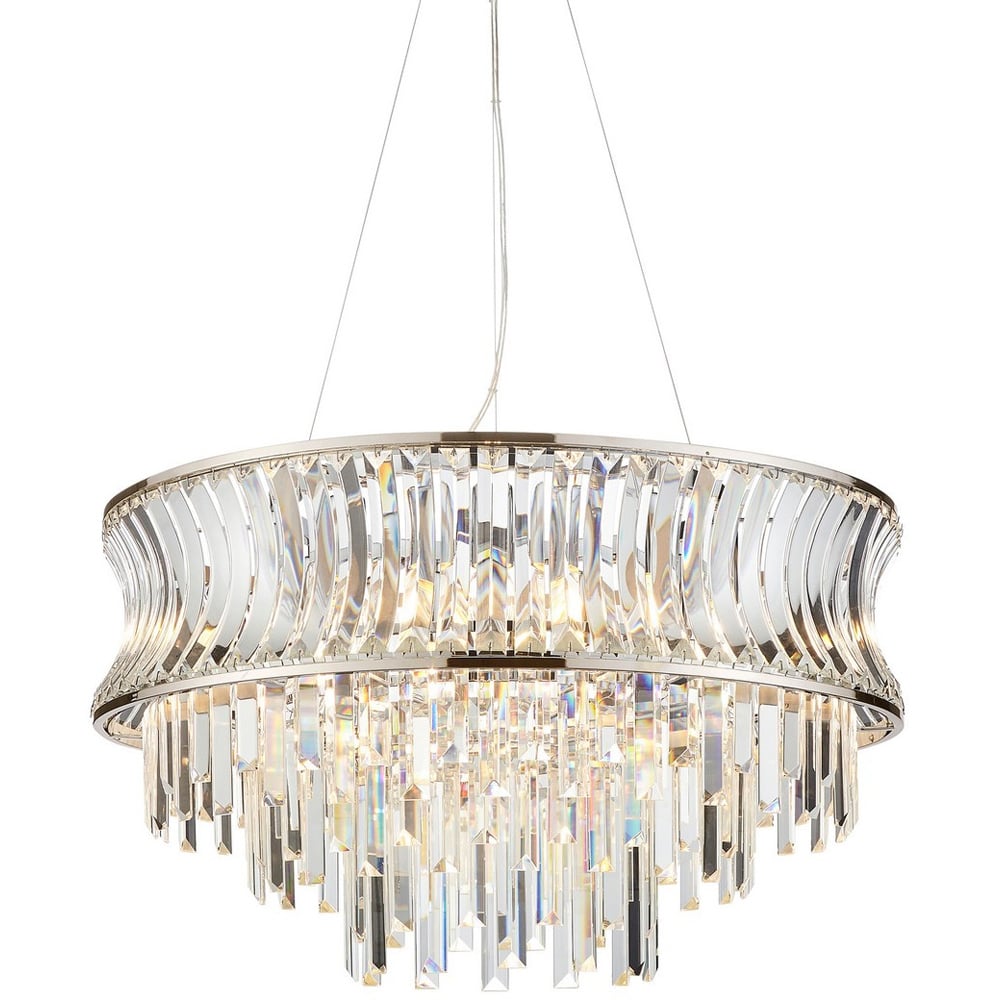 Merano Vittoria Crystal and Clear Glass Bright Nickel Plate Pendant Ceiling Light Image 4
