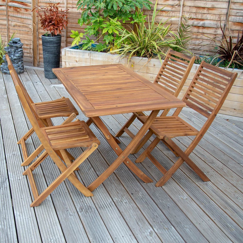 Charles Bentley Acacia 4 Seater Rectangular Dining Set Image 1