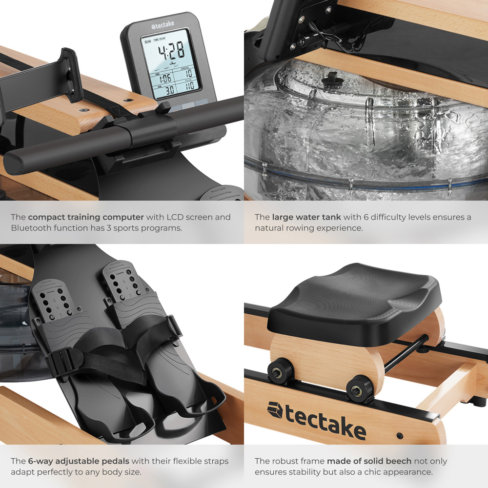 tectake Titan XR2 6 Resistance Level Home Rowing Machine with Training Computer Image 5