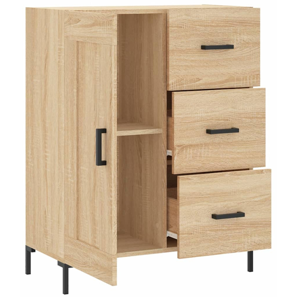 vidaXL Single Door 3 Drawer Sonoma Oak Sideboard Image 4