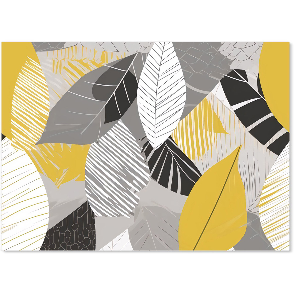 Warren Reed Designer Grey and Yellow Autumn Leaves Glass Kitchen Splashback 65 x 90cm Image 2