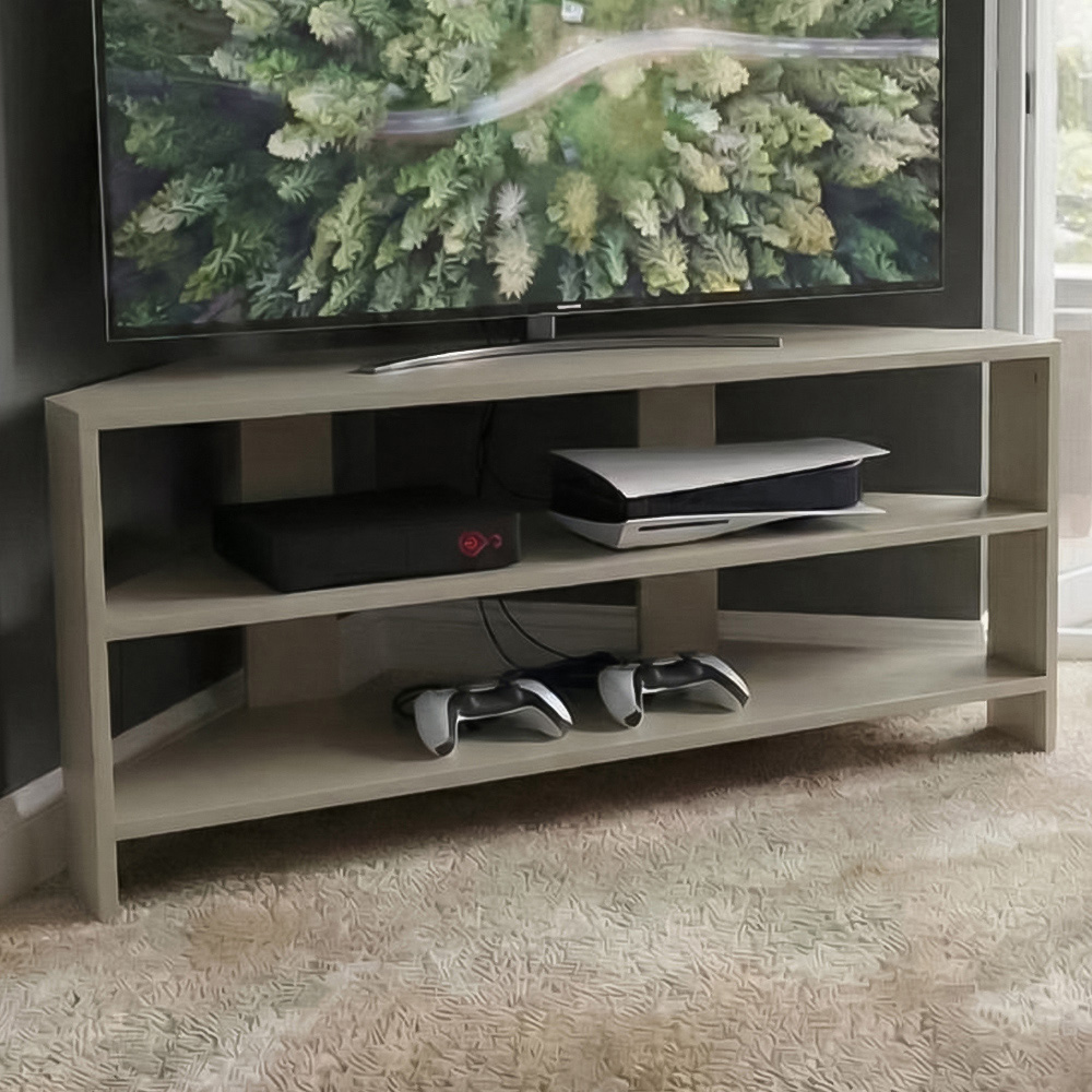 FWStyle Promo 2 Shelf Sage Green Corner TV Unit Image 1