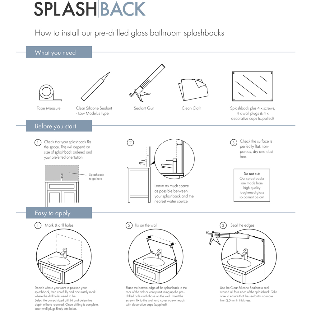 Clear Fluted Glass Bathroom Splashback with Brushed Copper Caps 500 x 250 x 4mm Image 6