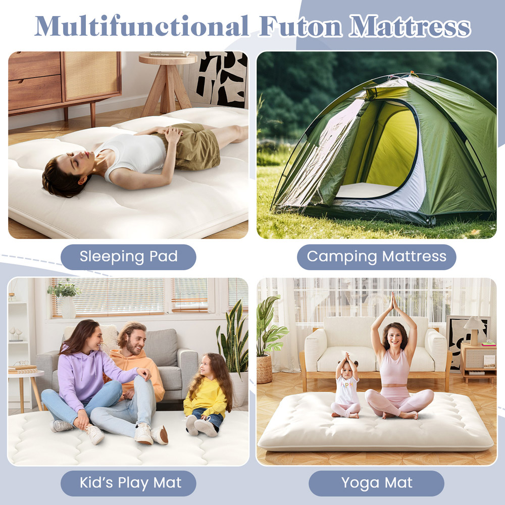 Costway King Size Beige Japanese Futon Floor Mattress with Bag Image 5