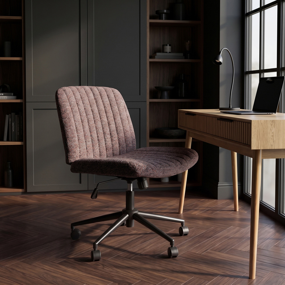 HGD BAO BUN Reddish Brown Tweed Fabric Height Adjustable Swivel Office Chair Image 8