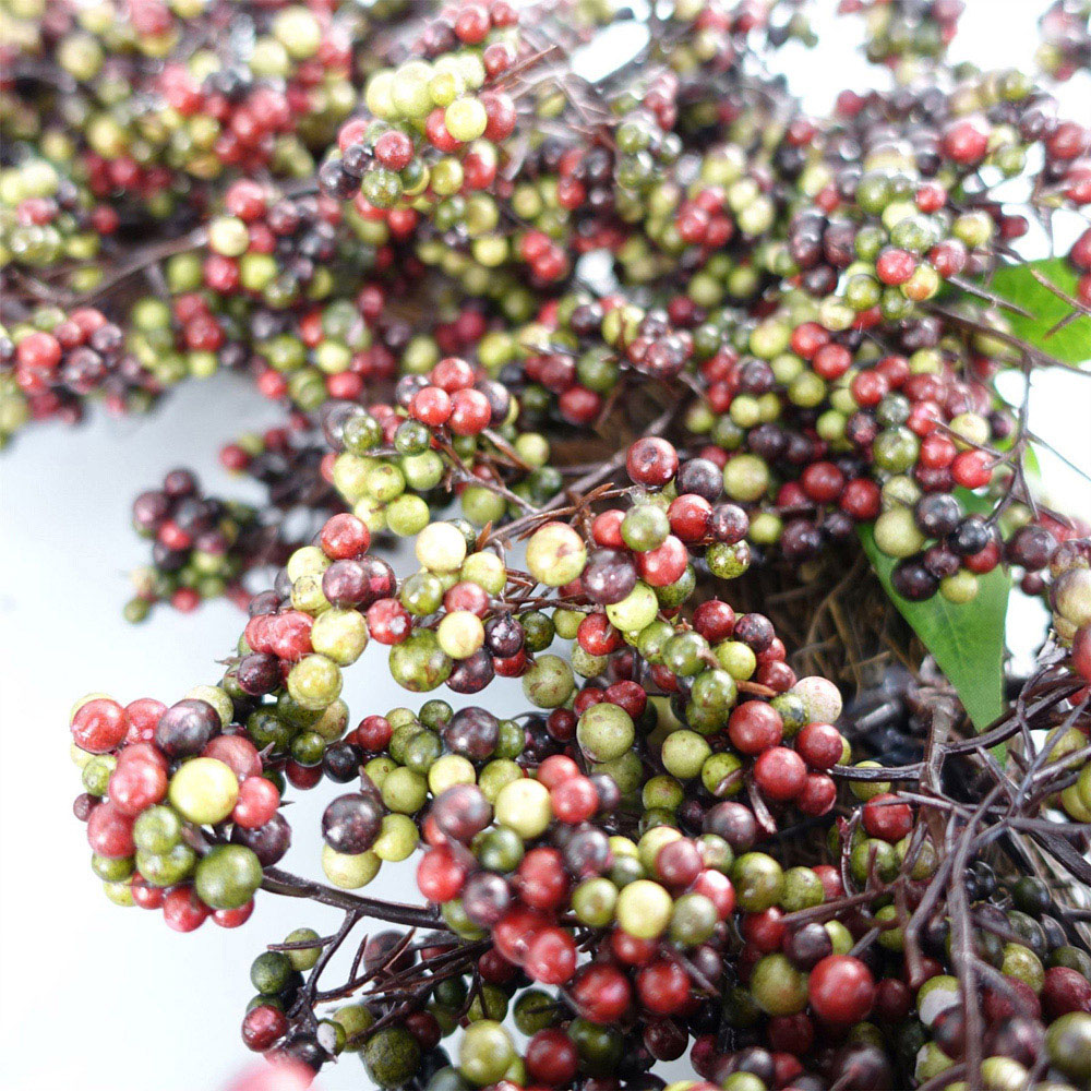 Leaf Black Berry Hanging Artificial Wreath 55cm Image 3