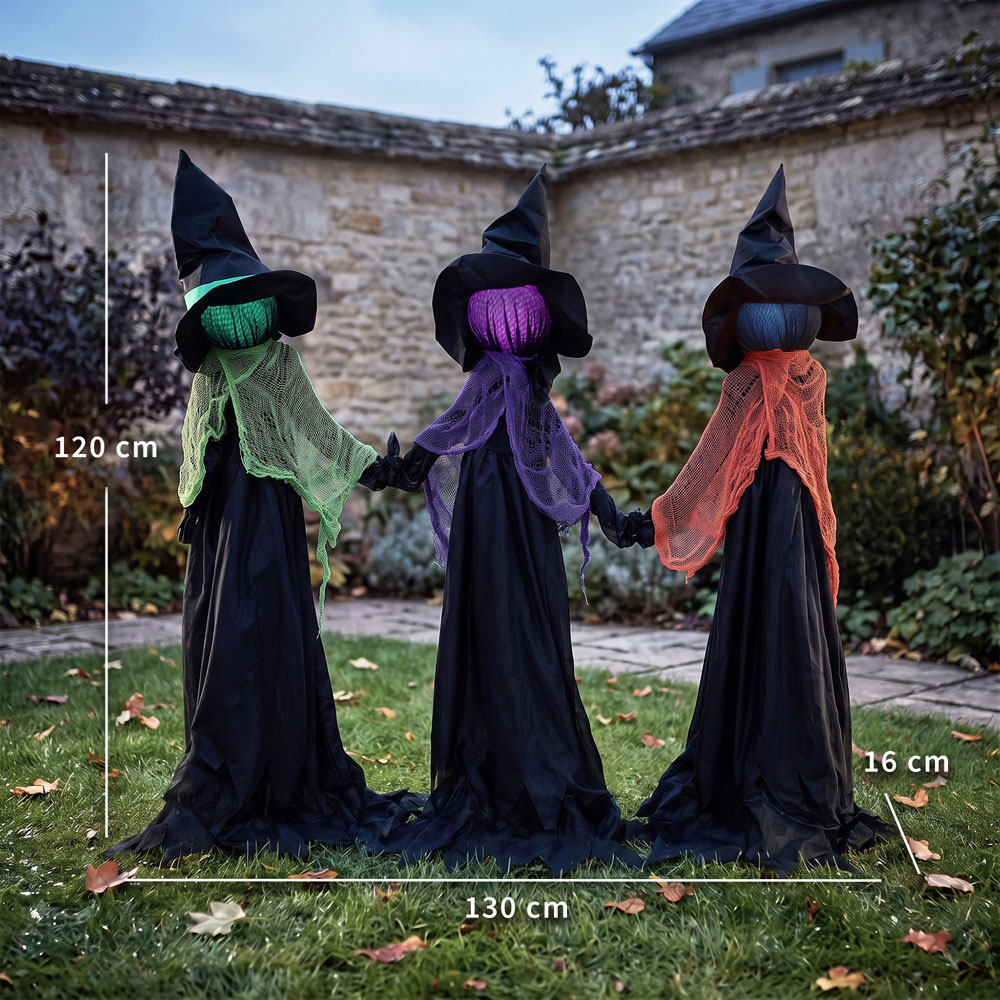 HOMCOM Light Up Animated Holding Hands Witches Halloween Decoration 4ft Image 8