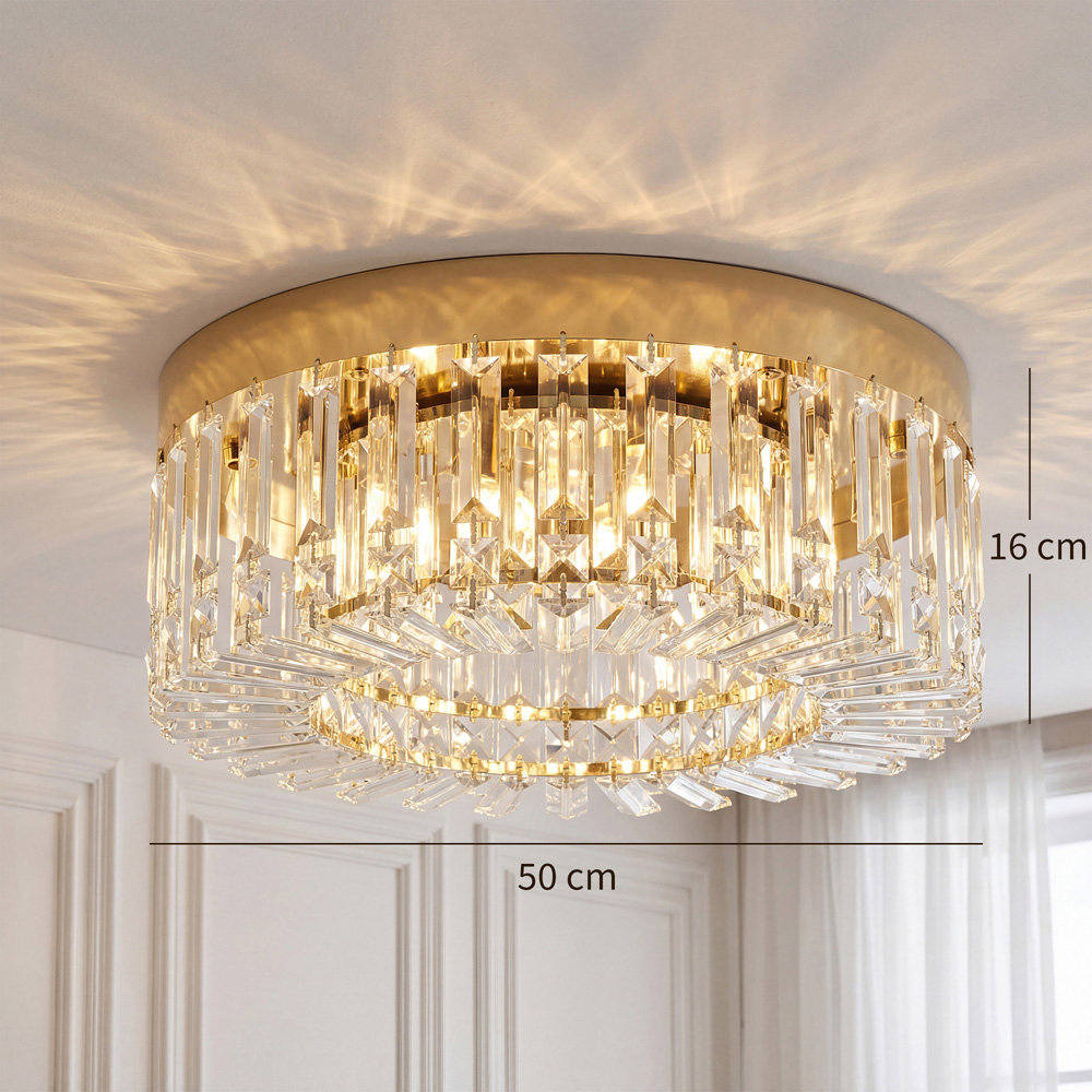Portland Gold Crystal Ceiling Light with 225 Crystal Pendants Image 9