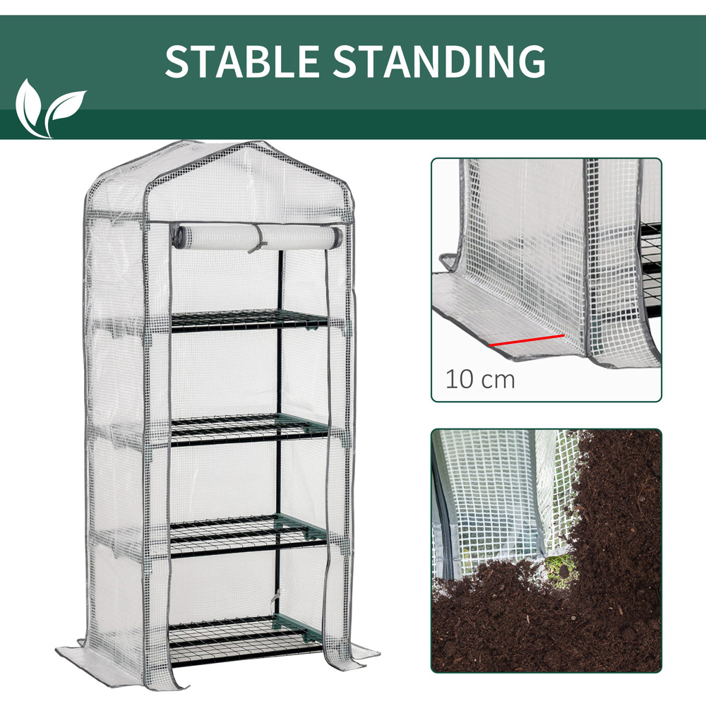 Outsunny White PE 2.3 x 1.6ft 4-Tier Mini Greenhouse Image 3