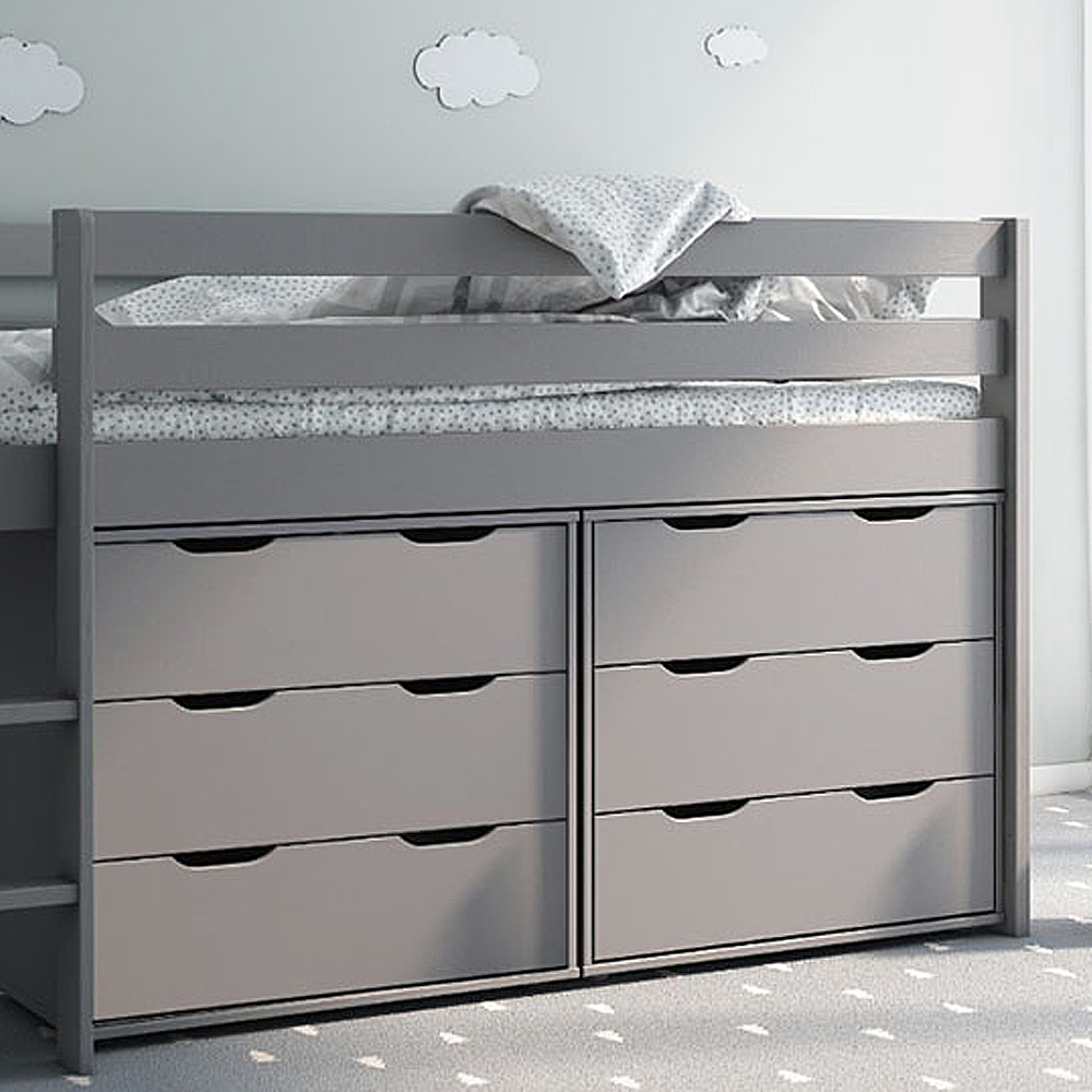 Noomi Midi Single Continental Grey Mid Sleeper with Underbed Drawer Image 4