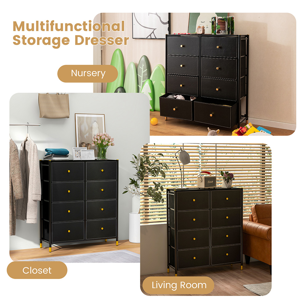 Costway 8 Drawer Black Fabric Dresser Image 8