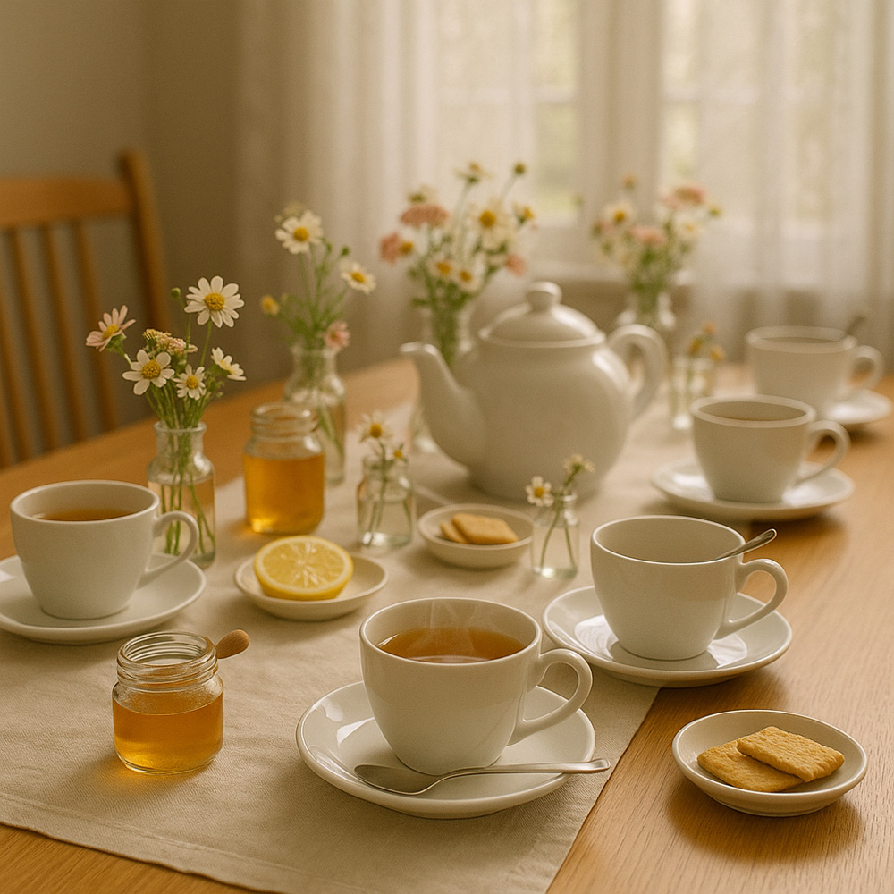 Argon Tableware 24 Piece Classic White Teacup and Saucer Set 200ml Image 2