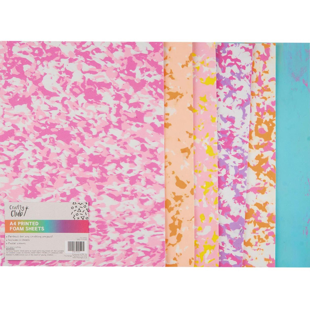 Pack of Six Crafty Club Foam Printed Sheets - Pastels Image