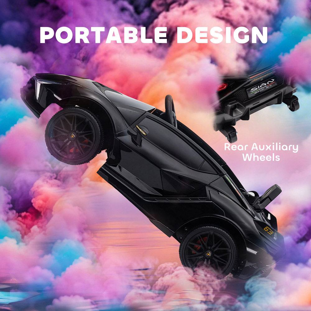 HOMCOM Kids Black Licensed Lamborghini SIAN Ride-On Electric Car with Remote Control 12V Image 7