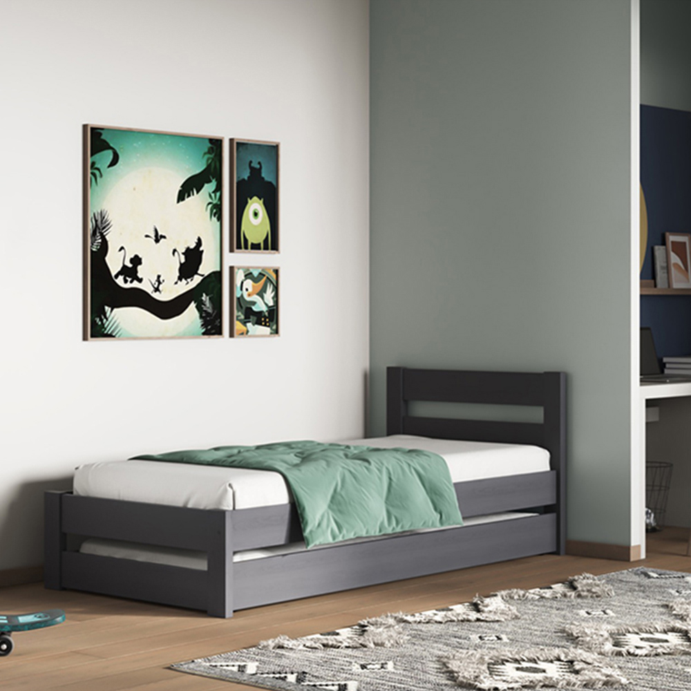 Noomi Tera Single Grey Guest Bed with Trundle Image 2