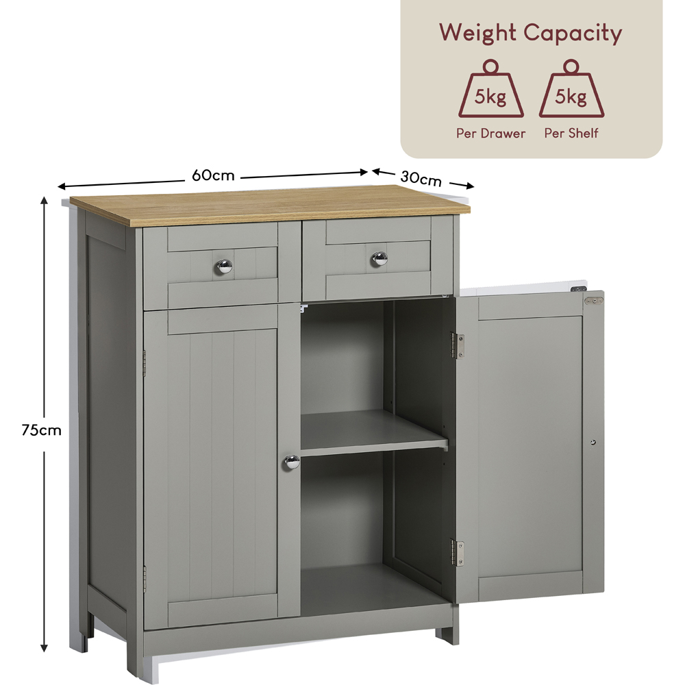BATH VIDA Priano 2 Door 2 Drawer Grey Floor Cabinet Image 9