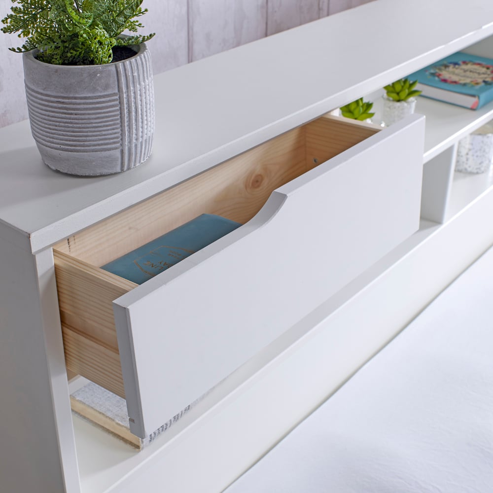 Fabio King Size White Wooden 2 Drawer Storage Bed Frame Image 4