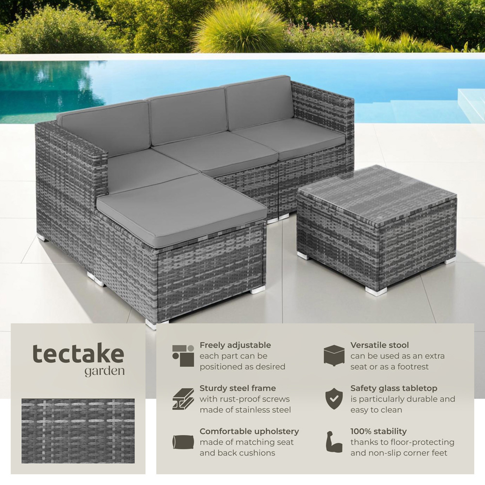 tectake Lignano 4 Seater Grey Rattan Garden Sofa Set Image 6