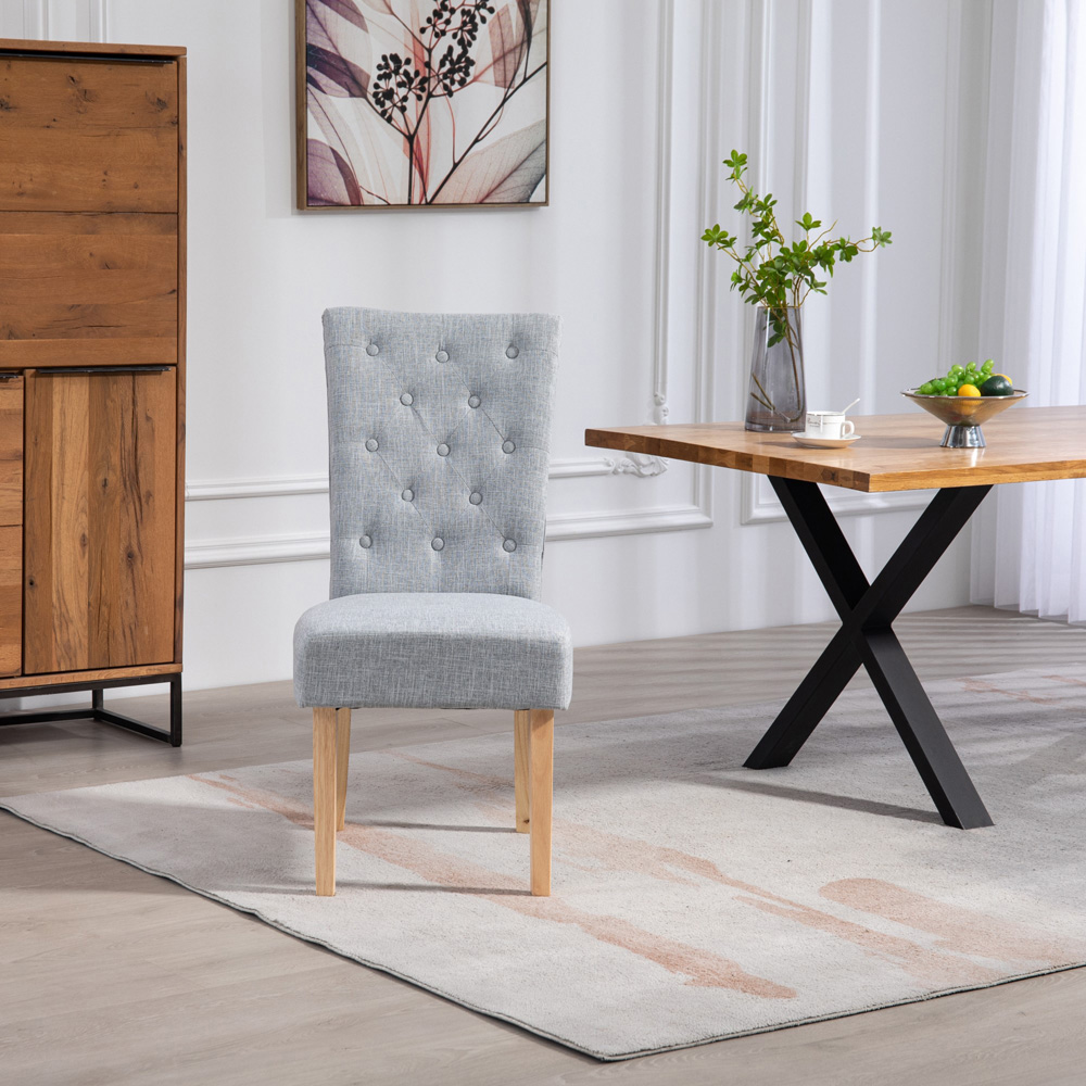 Artemis Home Carrara Set of 2 Light Grey Pienza Fabric Dining Chairs Image 2