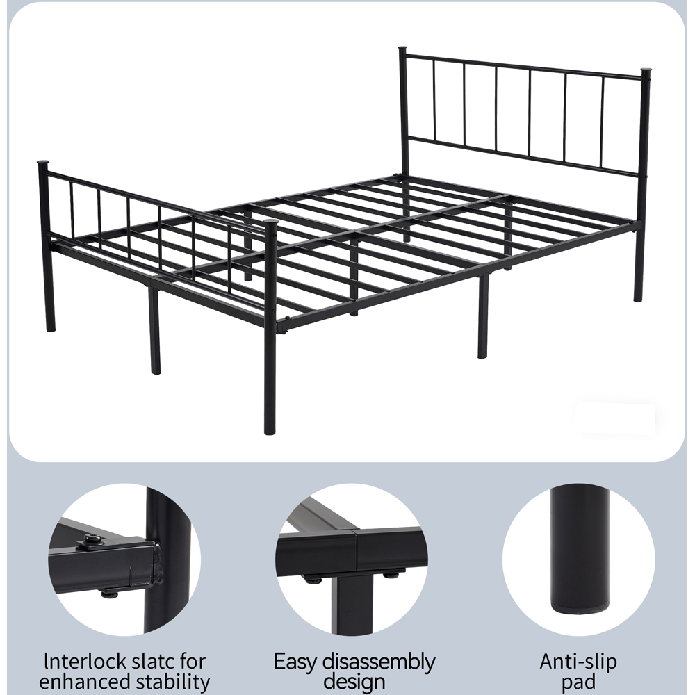 Brooklyn Finn Double Black Metal Bed Frame with Headboard and Footboard Image 6