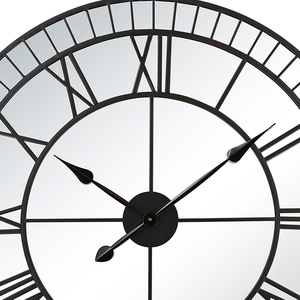 Charles Bentley Windermere Black Mirrored Round Skeleton Indoor and Outdoor Wall Clock 90cm Image 6