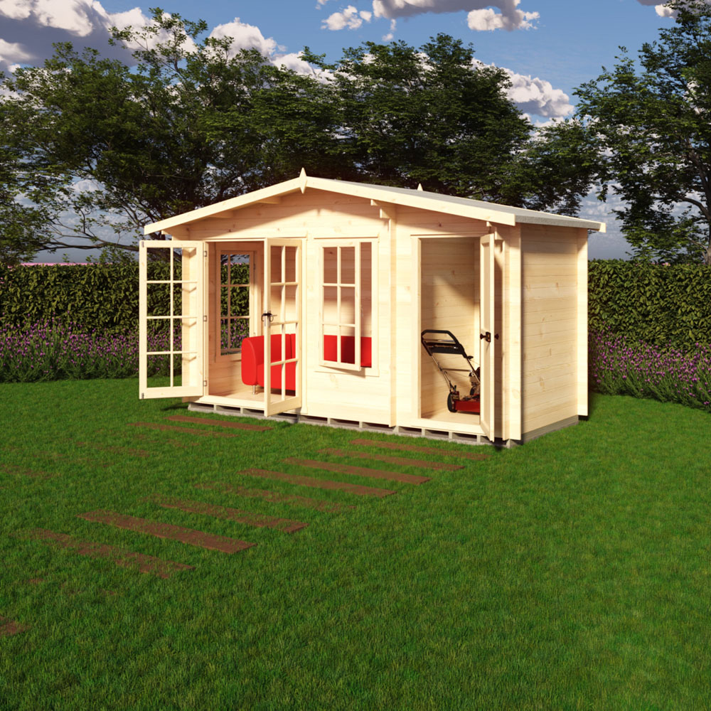 Shire Bourne 14 x 6ft Dual-Purpose Apex Garden Log Cabin with Integral Storage Image 2