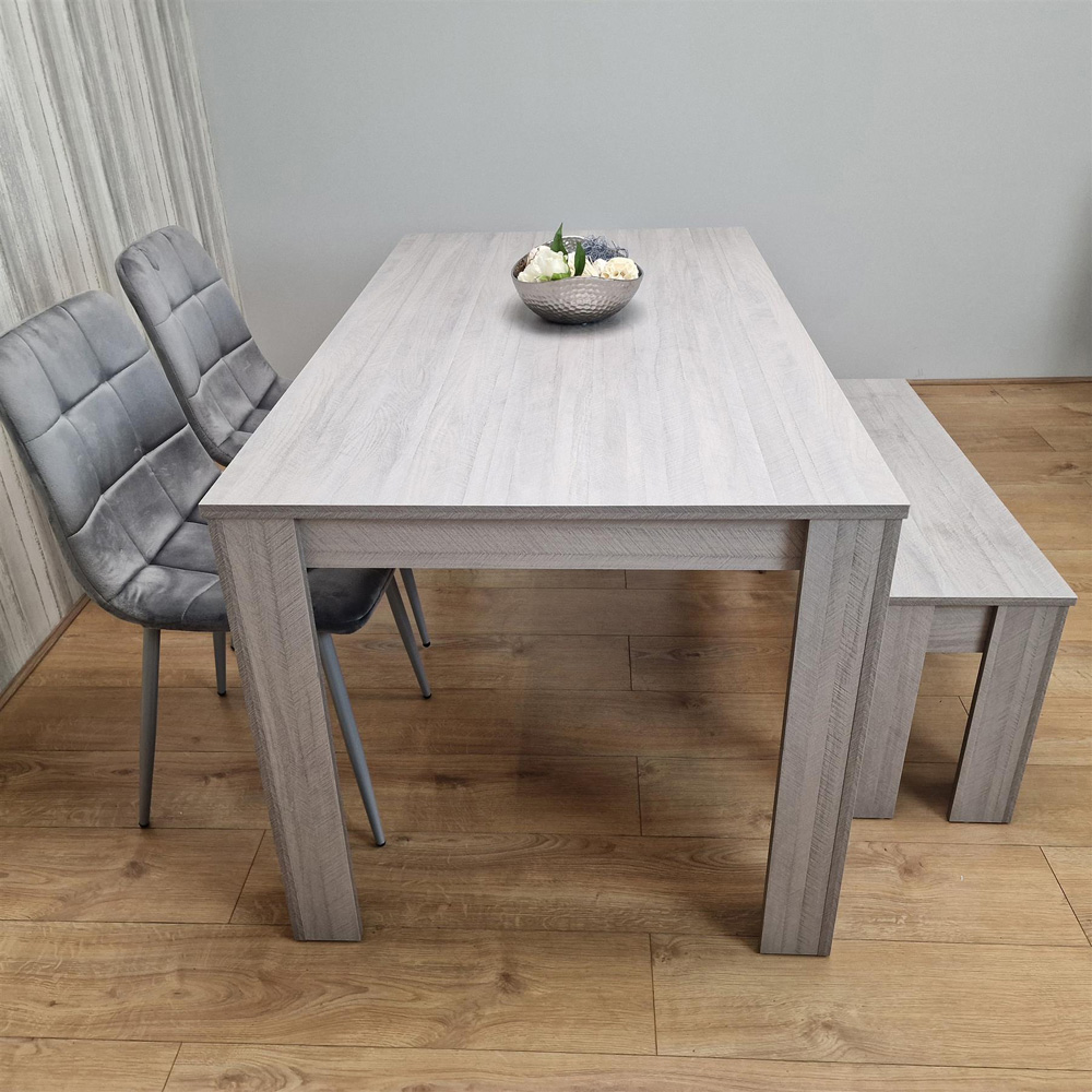 Portland 4 Seater Square Velvet Dining Table Set Arrow Grey and Grey Image 6