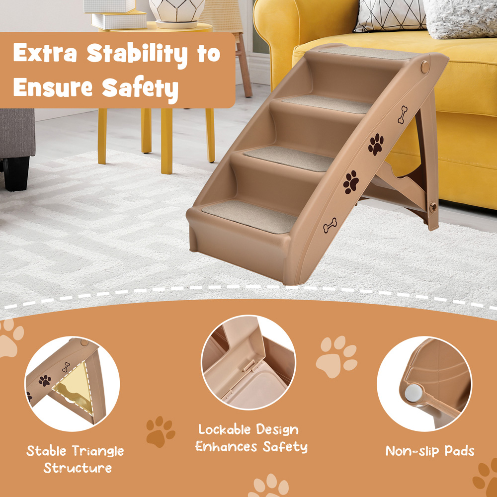 Costway Coffee 4 Step Pet Stairs with Non-slip Foot Pads Image 6