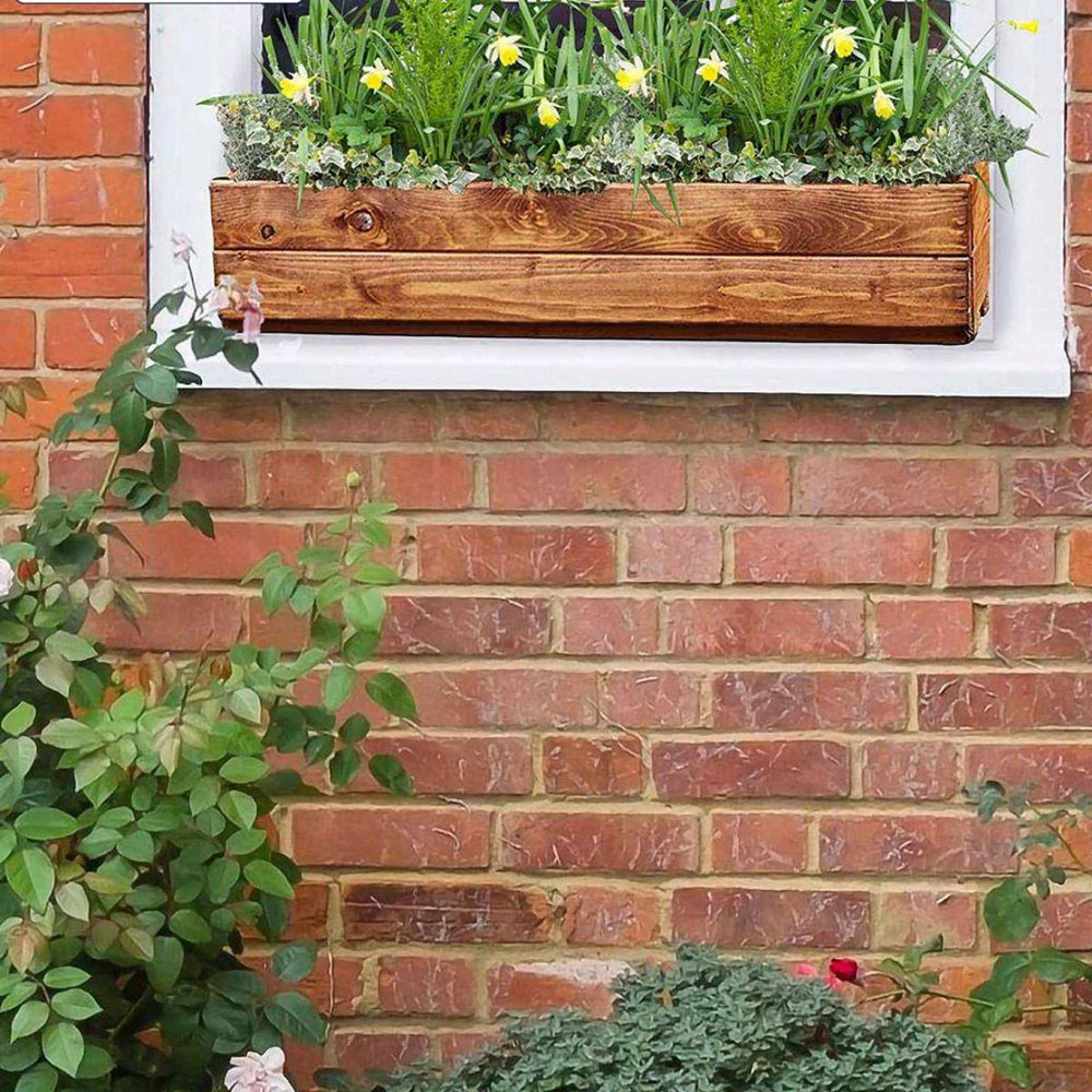 Lechuza Hortico Scandinavian Redwood Window Box Planter 76cm 2 Pack Image 4