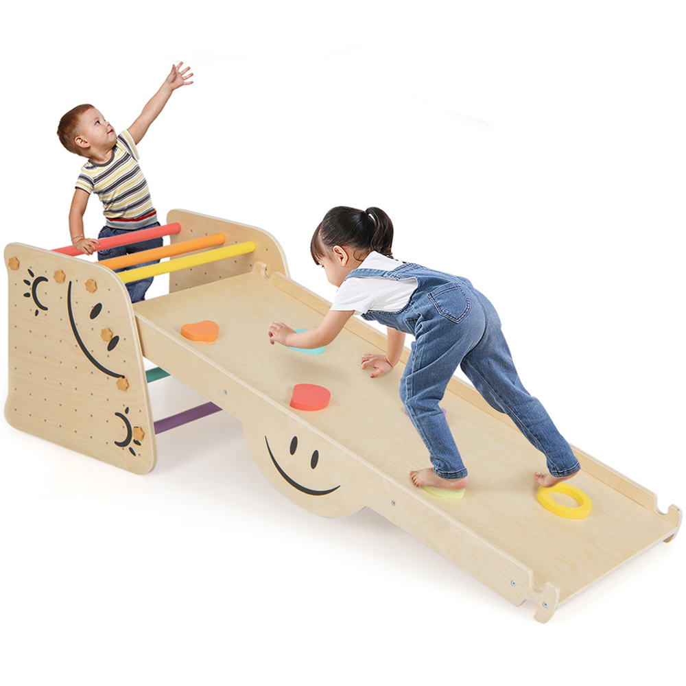 Costway Indoor Wooden Climber Set Image 1
