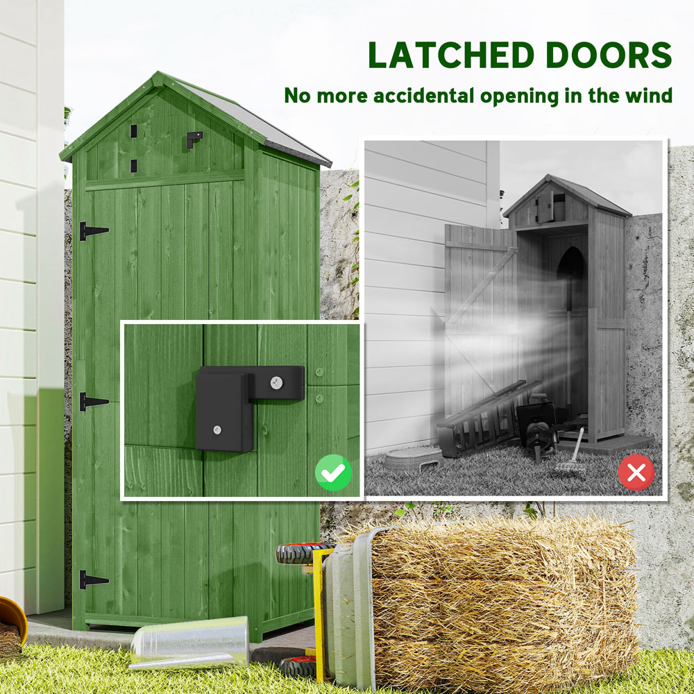 Outsunny 2.5 x 1.8ft Green Wooden Garden Tool House Shed Image 7