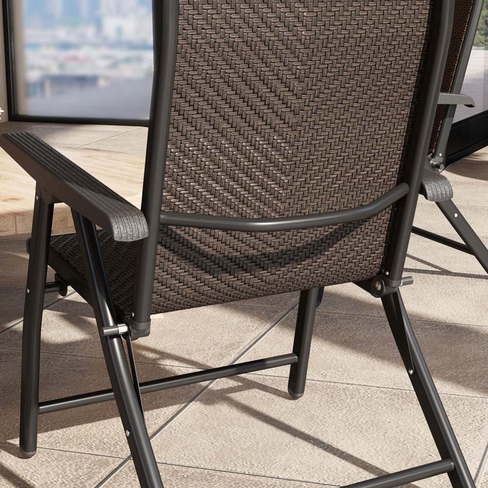 Outsunny 4 Piece Brown Rattan Folding Chair Set Image 3