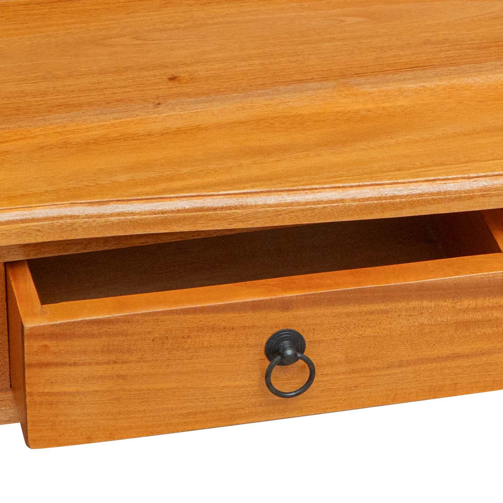 vidaXL 6 Drawer Single Shelf Natural Solid Mahogany Wood Rustic Console Table Image 7