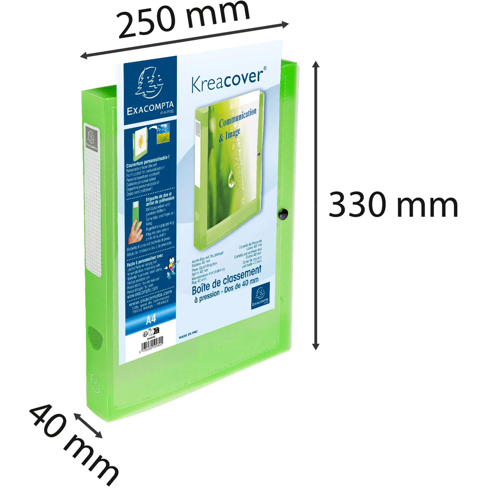 Exacompta A4 Assorted Colour Filing Box with Press Stud Closure 5 Pack Image 9