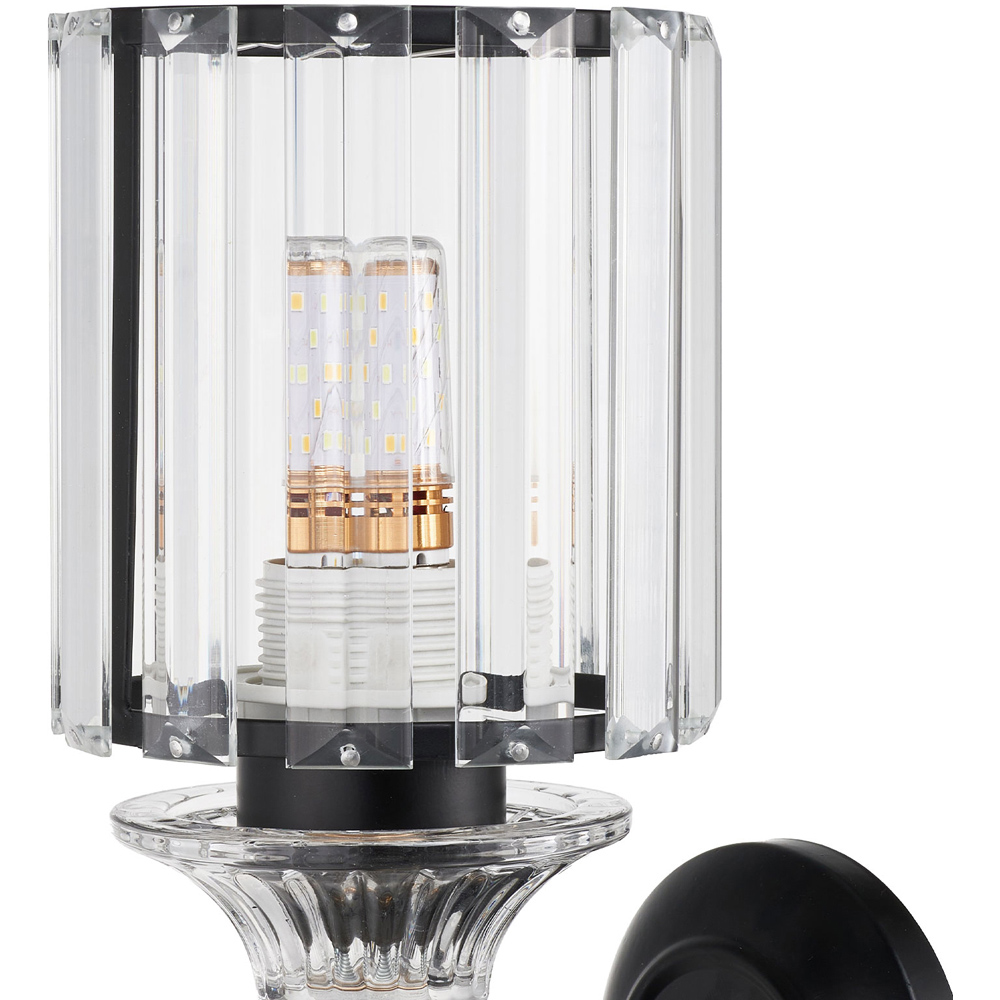 Living and Home Elegant Black Metal and Crystal E27 Wall Light Image 5