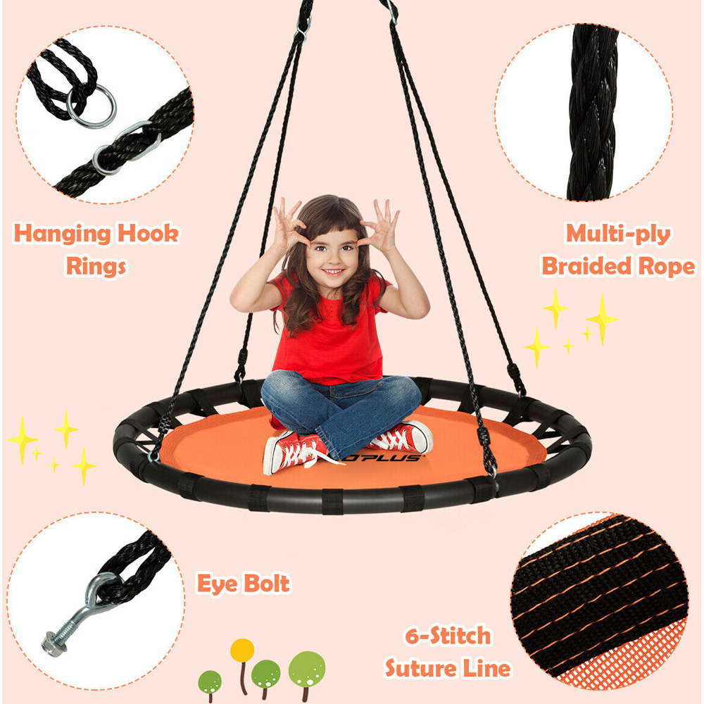 Costway Orange Kids Round Tree Swing Image 7