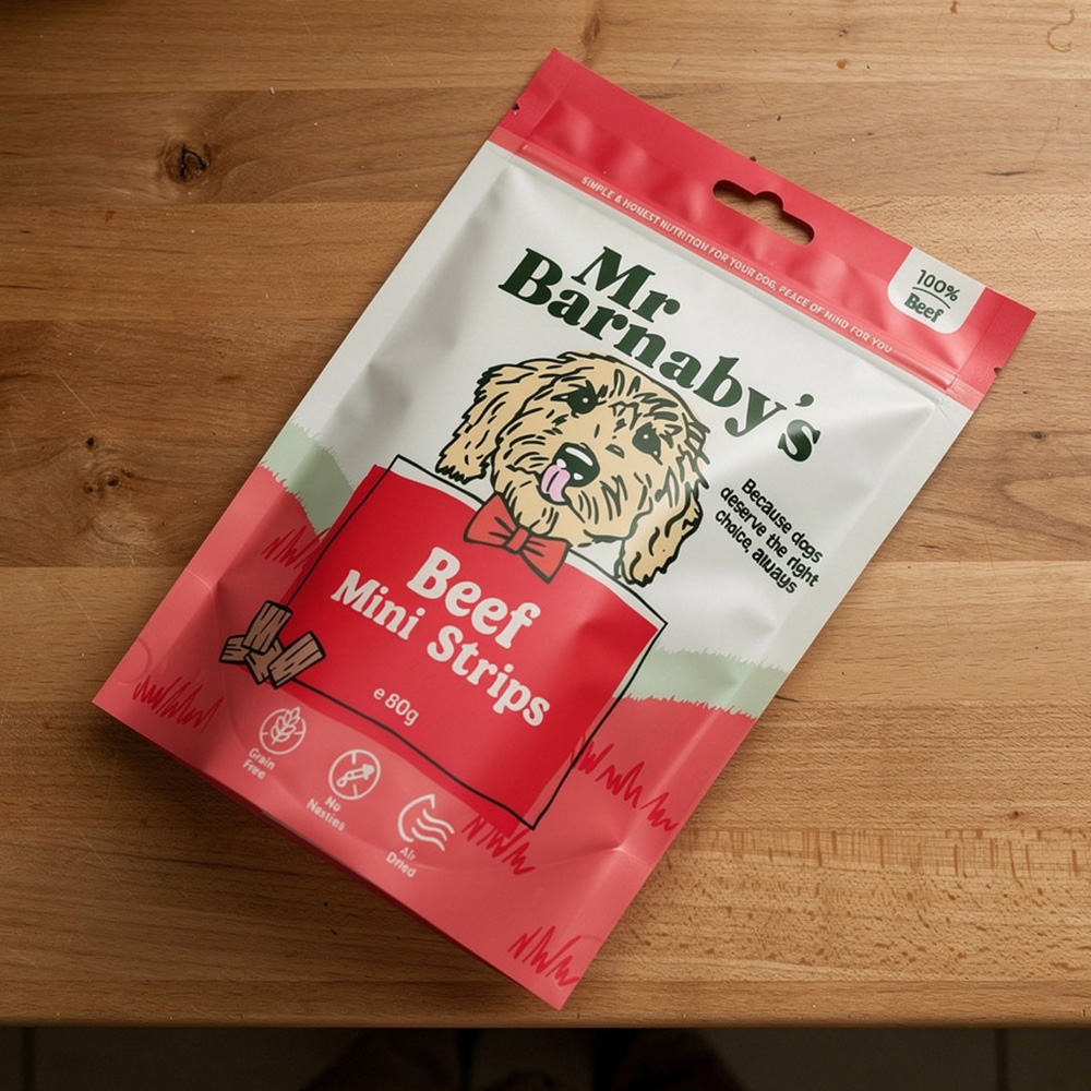 Mr Barnaby's Beef Mini Strips Dog Treats 80g 4 Pack Image 2