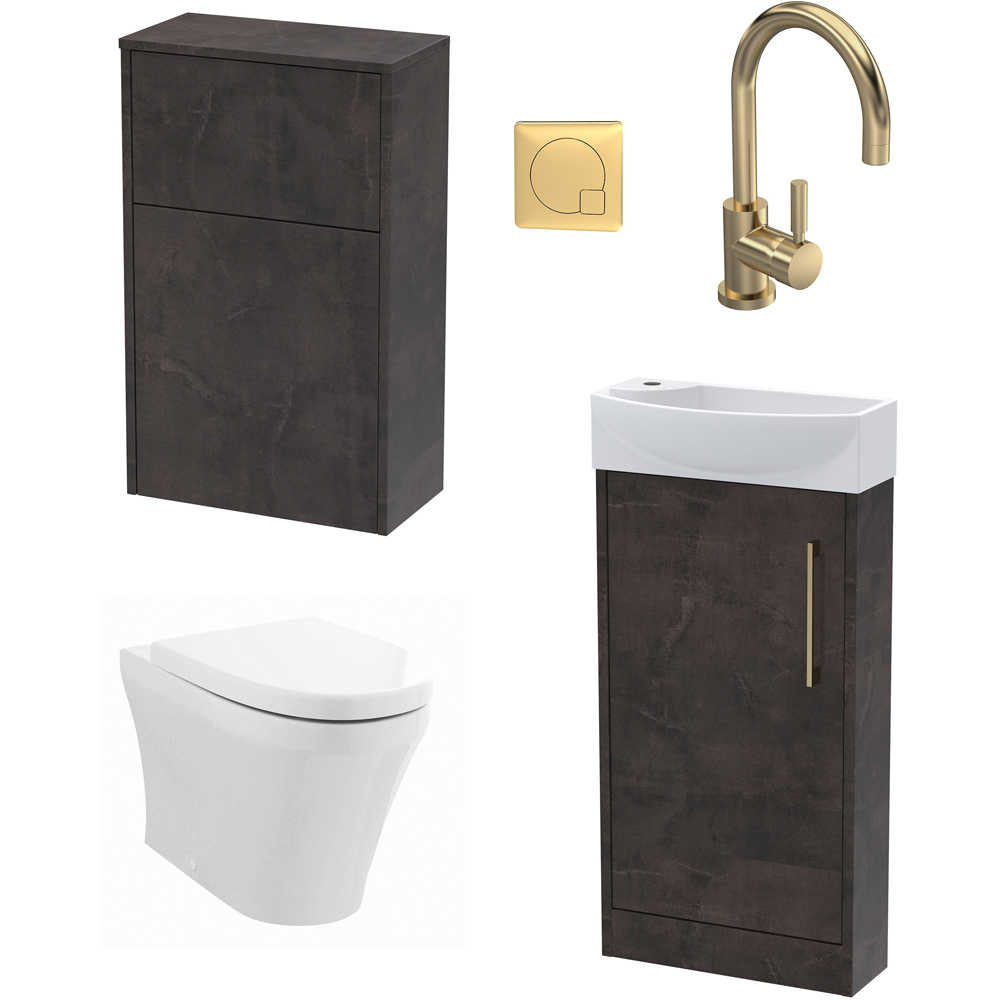 Hudson Reed Juno 440mm Metallic Slate Floor Standing Unit with WC and Tap Image 1