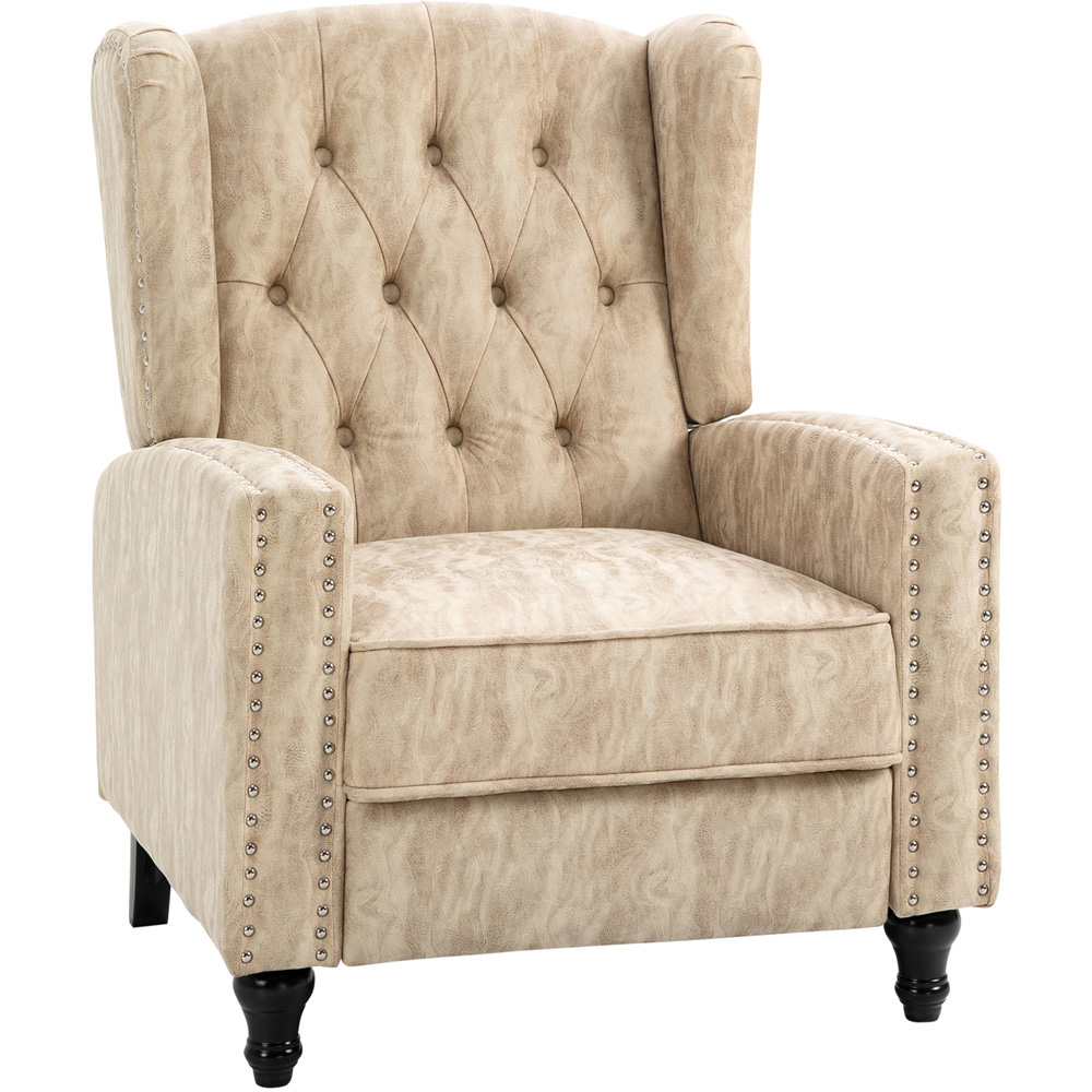Portland Beige Upholstered Reclining Armchair Image 2