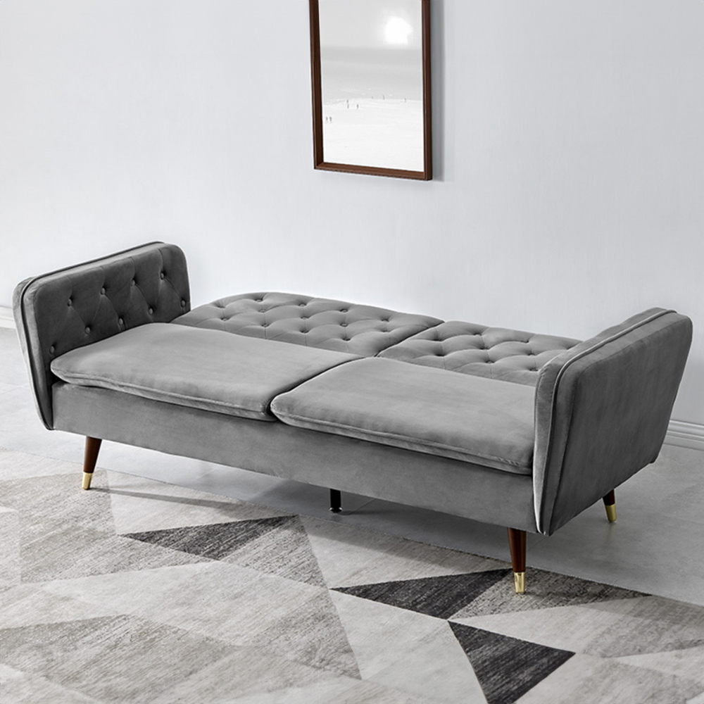 Home Detail Whitby 2 Seater Dark Grey Velvet Sofa Bed Image 9