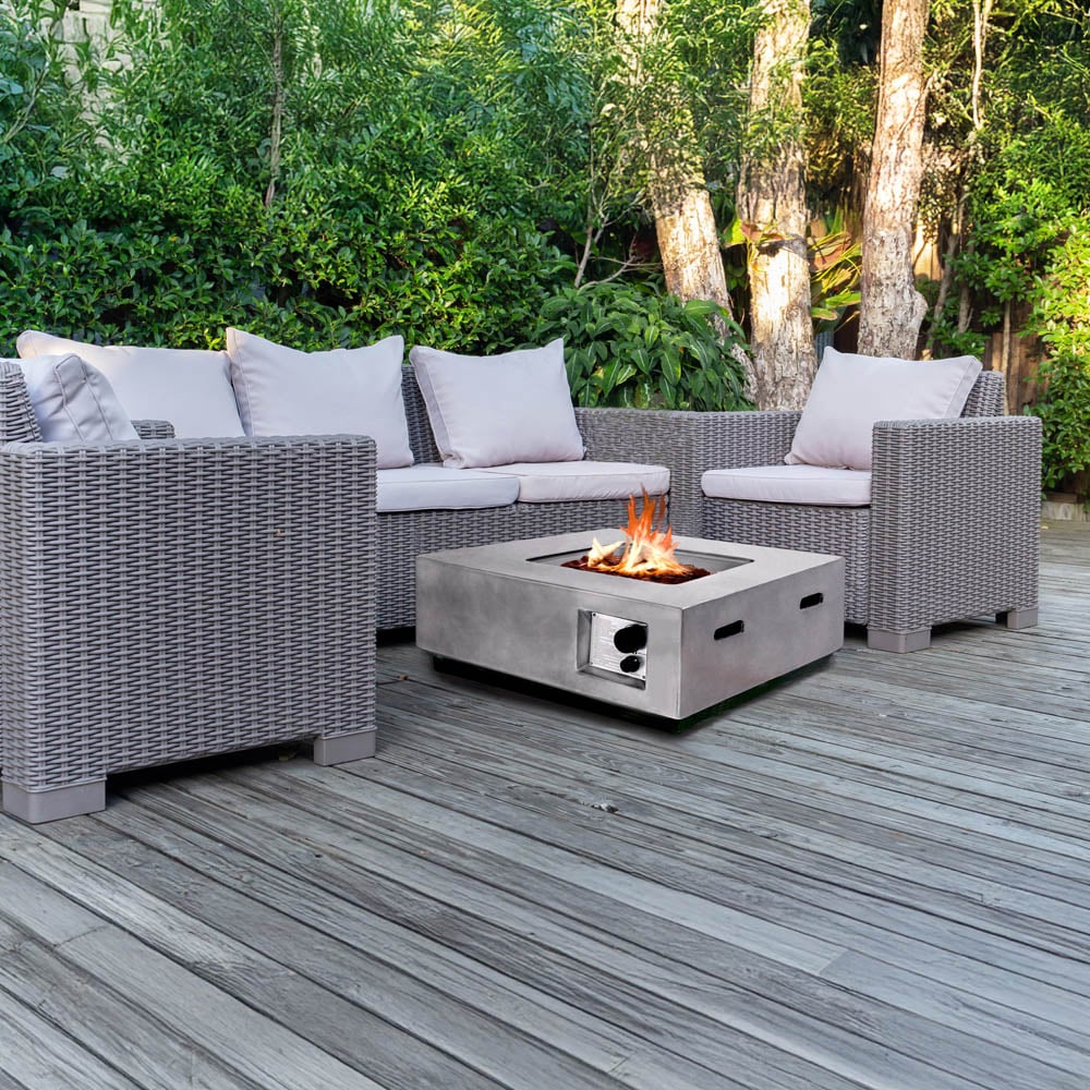 MDA Designs Loki Light Stone Propane Outdoor Firepit Image 2