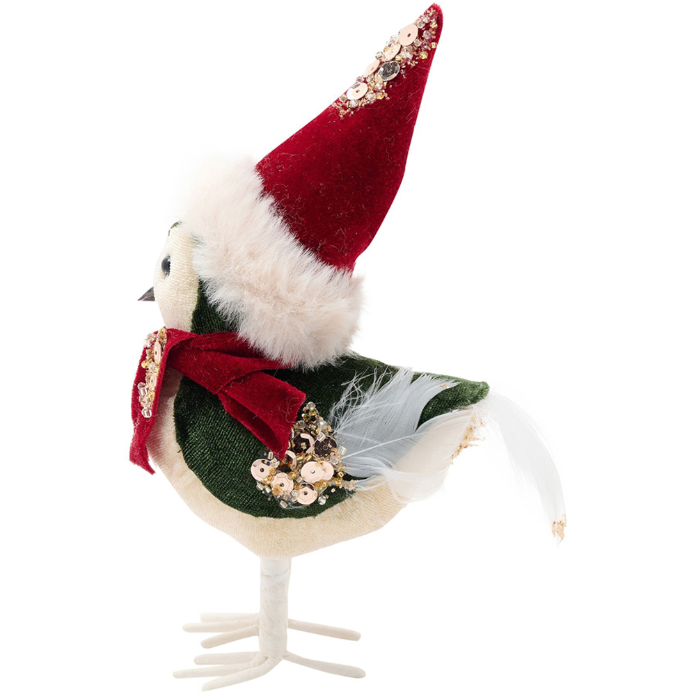The Christmas Gift Co Red Velvet Bird Figurine Decoration Image 3