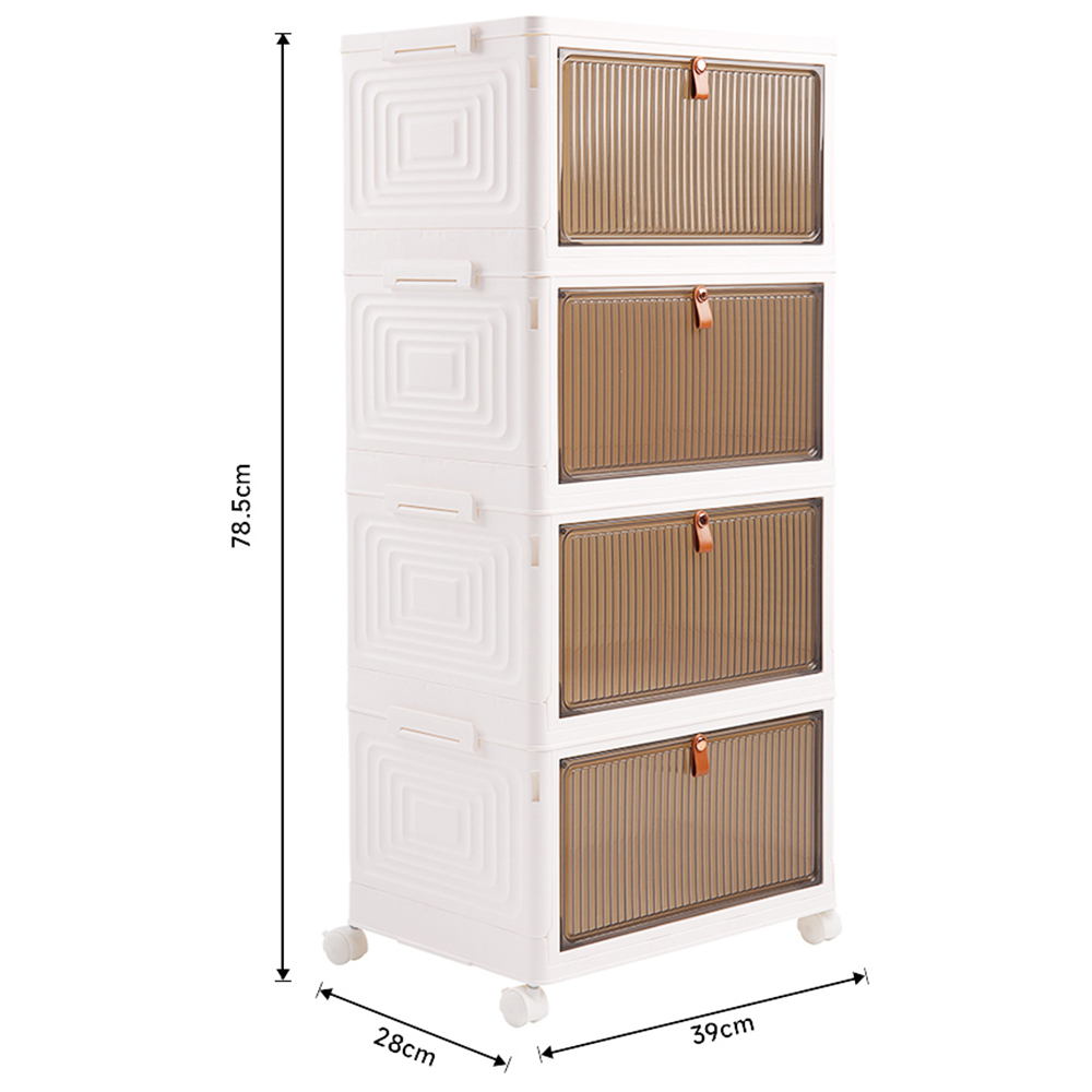 Living and Home 4 Shelf Foldable Storage Box with Wheels Image 9