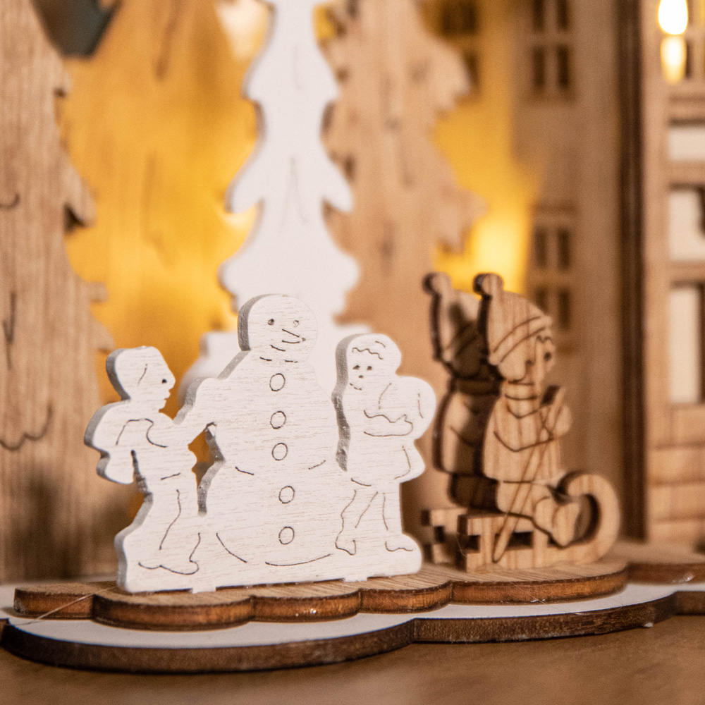 Samuel Alexander Light Up Wooden House Scene with Christmas Trees Decoration 16cm Image 5