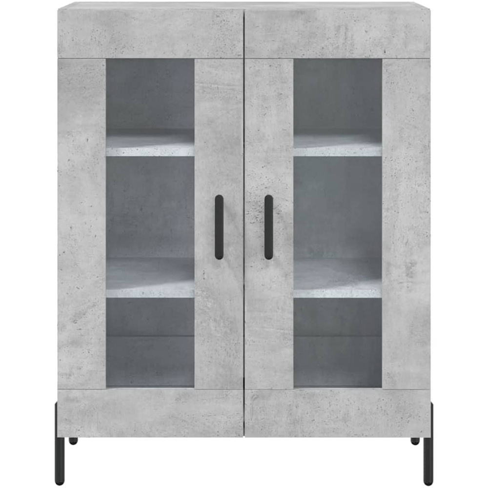 vidaXL 2 Glass Door 3 Shelf Concrete Grey Tall Highboard Image 8